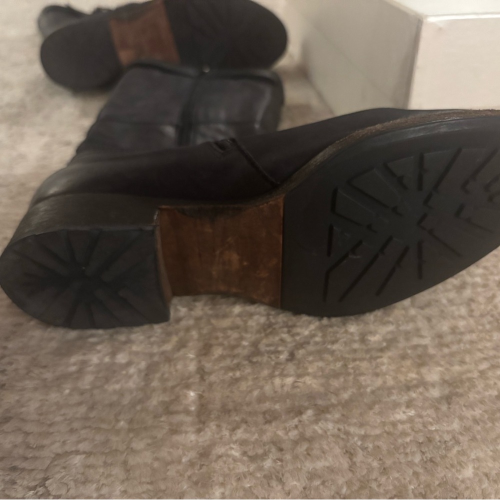 Women's Black Leather mid-calf Boots 37.5 - Picture 7 of 7
